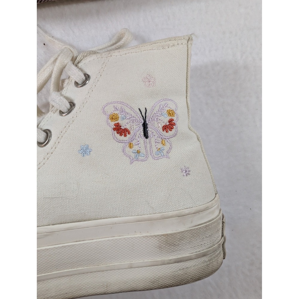 Converse Platform 6 White Embroidered butterfly and flowers - Picture 4 of 10